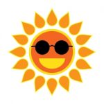 Sun Smile With Sunglasses On White Background Stock Photo