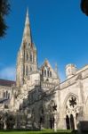 Exterior View Of Salisbury Cathedral Stock Photo