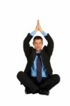 Businessman Practice Yoga Stock Photo