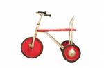 Vintage Red Tricycle Isolated On White Stock Photo