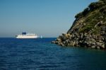 Car And Passenger Ferry In The Sea Stock Photo