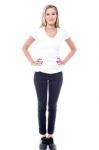 Health Conscious Lady, Full Length Shot Stock Photo