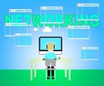 Online Networking Shows Global Connectivity And Communication Stock Photo