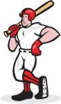 Baseball Hitter Bat Shoulder Cartoon Stock Photo