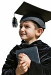 Cute Kid Graduate With Graduation Cap Stock Photo