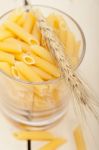 Italian Pasta Penne With Wheat Stock Photo