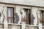 View Of The Statues On The Municipal Library In Prague Stock Photo