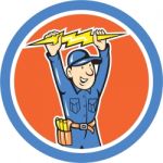 Thunderbolt Toolman Electrician Lightning Bolt Cartoon Stock Photo