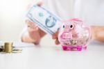 Business Man Counting Money At The Table, Accounting Concept Stock Photo