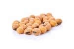 Closeup Of Soy Beans On White Background Stock Photo