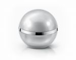 Silver Sphere Cosmetic Jar On White Background Stock Photo