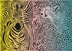 Zebra And Cheetah And Pattern Background Stock Photo