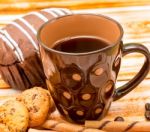 Coffee Biscuits Break Represents Coffees Barista And Brew Stock Photo