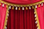 Red Theater Curtain Stock Photo