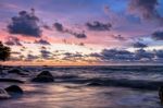 Sunset At Beach In Thailand Stock Photo