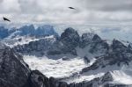 View From Sass Pordoi In The Upper Part Of Val Di Fassa Stock Photo