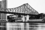 Story Bridge In Brisbane. Black And White Stock Photo