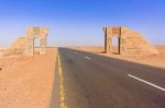 Road Thru The Sahara Desert In Sudan Stock Photo