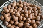 Walnuts In A Basket Stock Photo