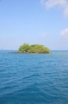 Small Island Sunny Wide Tropical Sea Stock Photo