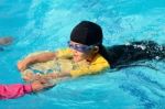 Boy Practice Swimming Stock Photo