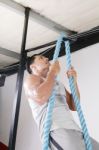 Muscular Young Male In Gym Stock Photo