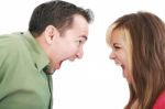 Man And Woman Yelling Stock Photo