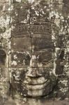 Ancient Stone Faces Of King Jayavarman Vii At The Bayon Temple, Stock Photo