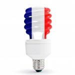 Flag Of France On Eco Lamp Stock Photo