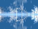 Wind Turbines On A Blue Sky Stock Photo