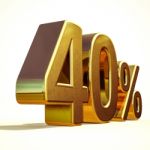 3d Gold 40 Forty Percent Discount Sign Stock Photo