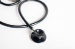 Black Stethoscope On White Background Stock Photo