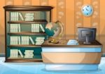 Cartoon  Illustration Interior Library Room With Separated Layers Stock Photo