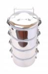 Top Face Metal Tiffin Carrier On White Background Stock Photo