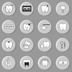 Tooth Icon Set, Thin Line Icon. Oral Hygiene, Dental Health And Dental Treatment Stock Photo