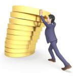 Businessman Coins Shows Earn Entrepreneurial And Currency 3d Ren Stock Photo