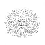 Helios Greek Sun God Head Drawing Black And White Stock Photo