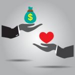 Hand Exchanging Money And Heart  Icon
 Stock Photo