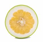 Half Of Pomelo Citrus Isolated On White Background Stock Photo