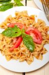 Italian Pasta Farfalle Butterfly Bow-tie And Tomato Sauce Stock Photo