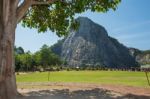 Pattaya, Thailand - December 18, 2016 : 130 Meter High Golden Buddha Laser Carved And Inlayed With Gold On Khao Chi Chan Cliff, Pattaya, Chonburi Province, Thailand Stock Photo