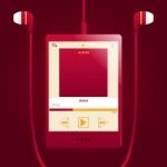 Red Digital Music Player Stock Photo