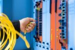 Fix Network Switch In Data Center Room Stock Photo