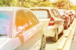 Cars Parked On The Outdoor Stock Photo