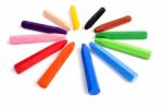 Colored Wax Crayons On Isolated Background Stock Photo