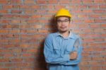 Asian Construction Technician Stock Photo