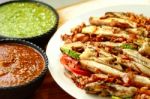 Chicken Fajitas With Sauces Stock Photo