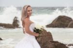 Bride At Snapper Rock Beach In New South Wales Stock Photo