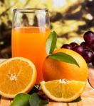 Orange Juice Squeezed Means Citrus Fruit And Drinks Stock Photo