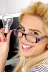 Businesswoman Holding idea Bulb Stock Photo